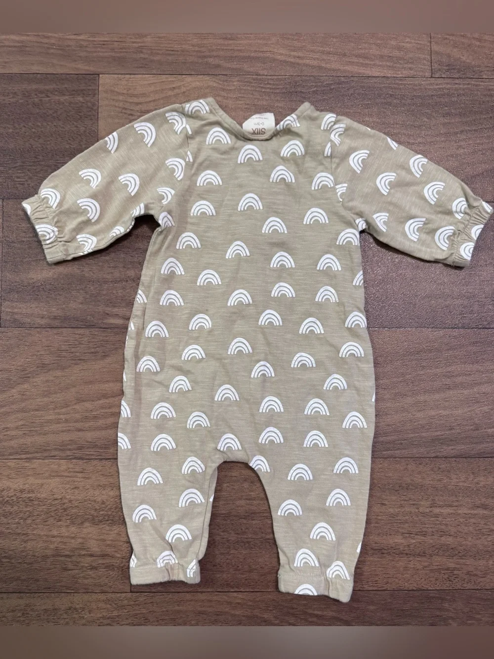 SIIX Tan Rainbow Print Button-Front One-Piece for Kids